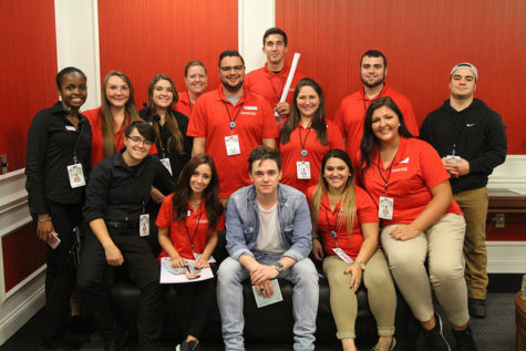 The Convocation Center staff takes a quick break to get a photo with Jesse McCartney.
