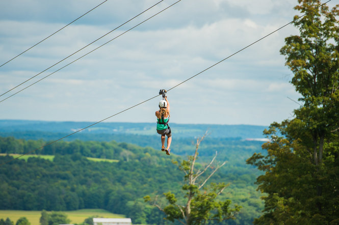 This is one of the three ziplines at Peek’n Peak. The ziplines were just installed last August. 