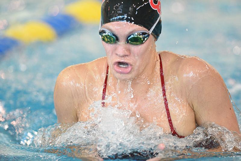 Arganbright enetering her junior season, has become one of the best swimmers
in the pSAC and a leader for the Swimming Team here at Cal.