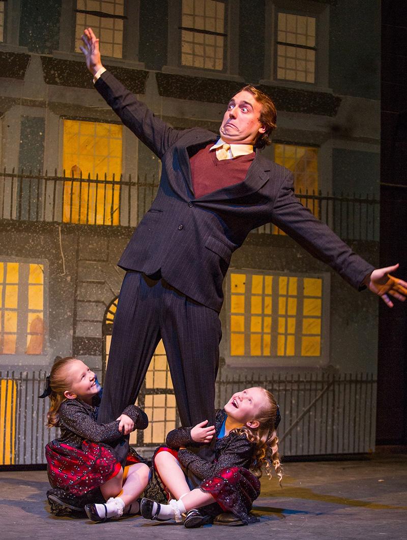 Senior Theatre and Dance major Clayton Rush (Avella, Pa.) rehearses with Sidney Willson (Fredericktown, Pa) and Ally Grodz (California, Pa.)