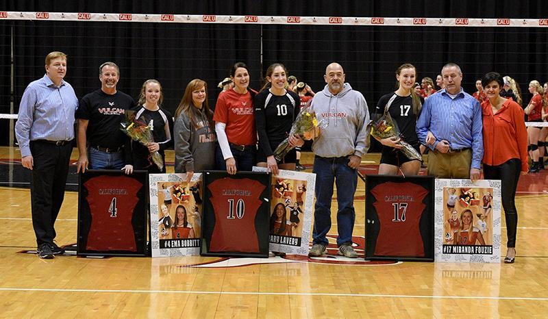 The three seniors for the 2015 Vulcan Volleyball team played an integral part getting the Vulcans back to the PSAC playoffs