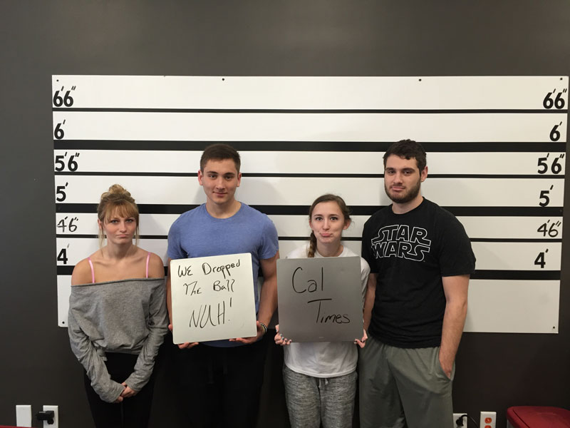 Cal Times Staff Writer Jess Crosson (Third from left) brough some friends along for the heist at the Fifth Street Escape Room located 15 minutes away from Cal U 
