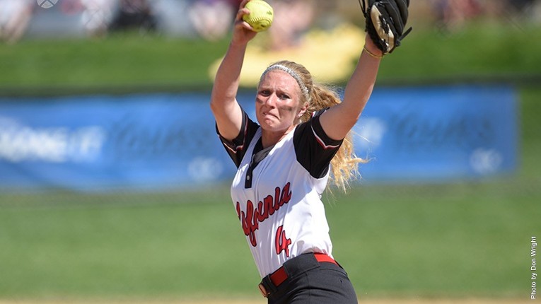 Freshman Taylor Robblee, who helped pitch against Slippery Rock on April 17.