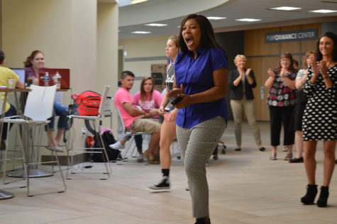 Lakijai Bynum shows her excitement when she was announced as part of the homecoming court.