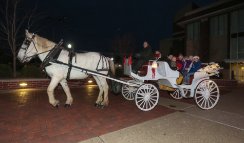 Students and members of the community enjoy a free carriage ride at Holly Day.
