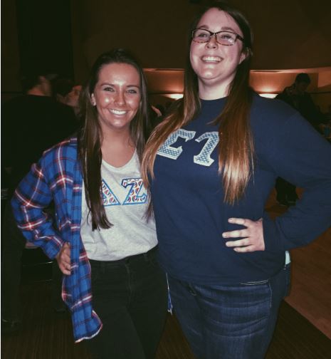 Brooke Shumar and Lisa Quashnock represent their sororities at the Lemonade Wars.