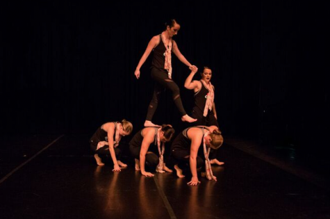 Members of the Cal U Dance Ensemble close the show with an emotional piece.