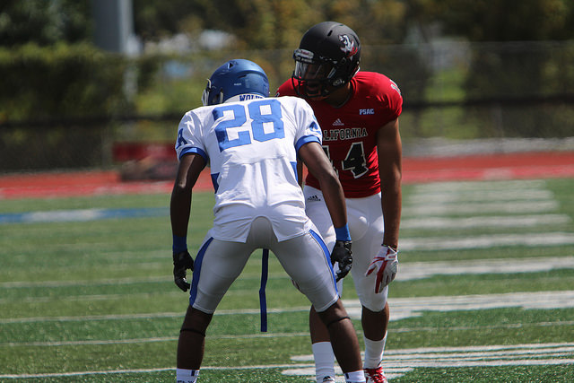 Vulcans wide receiver Jordan Dandridge lines up on offense.