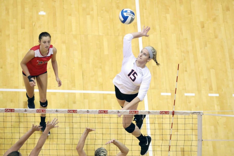 Cal U junior Rachel Priore, #15, and sophomore Jensen Silbaugh, #20