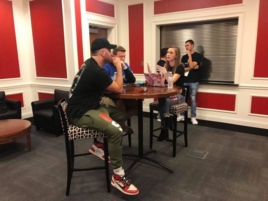 Cal Times Entertainment Editor, Jessica Crosson, and contributor, Doug Glattke, interview rapper Mike Stud post-show.
