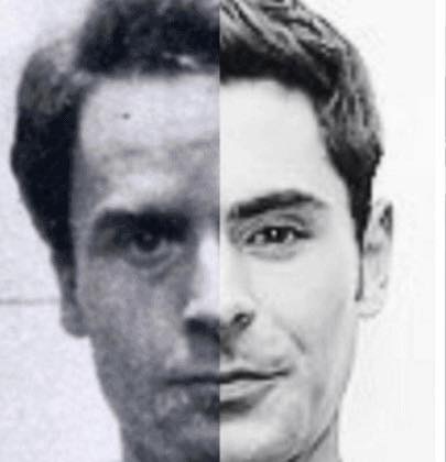 The photo above shows the shocking similarities of Ted Bundy (left) and Zac Efron (right).