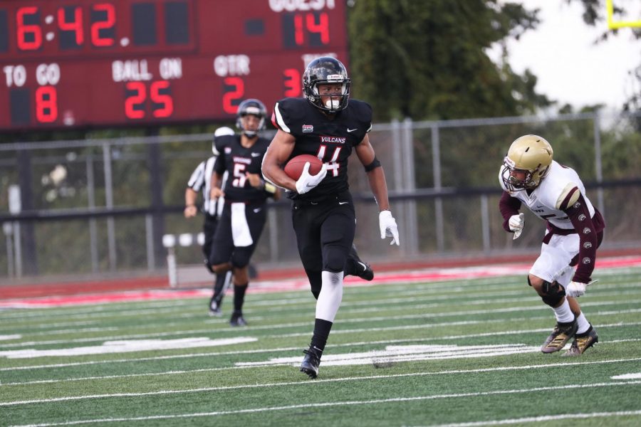 Cal U senior wide receiver Jordan Dandridge led all players with 88 receiving yards on five catches during the football game versus Kutztown University at Adamson Stadium on Sept. 14, 2019