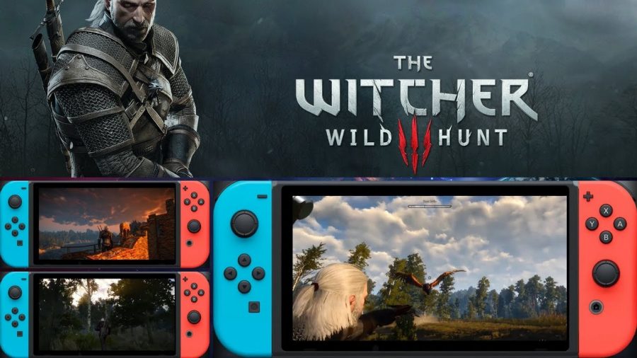 Nintendo Switch portable handheld device for the Witcher 3 game