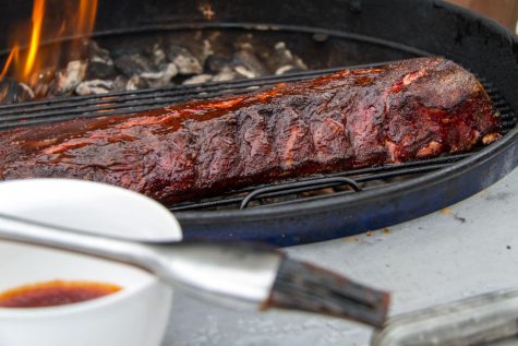 Barbecue ribs on a charcoal grill