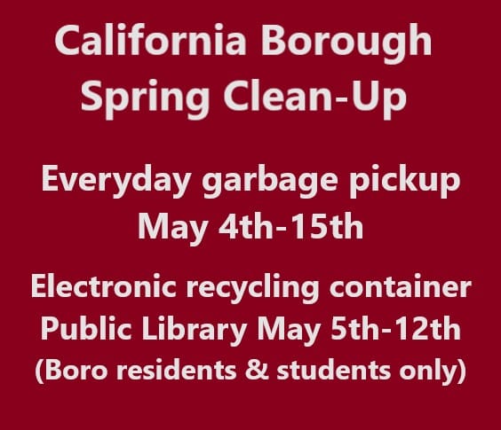 California Borough spring cleanup underway May 6 - 18