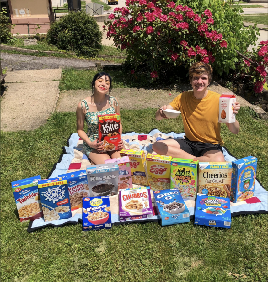 Michelle (Meesh) Polando and Jeromy Mackey sample 15 breakfast cereals in one sitting!