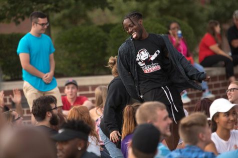 Cameron Nichols, a senior graphics and multimedia major from Washington DC, participates in Cal U's new student Welcome Weekend, Fall 2018.