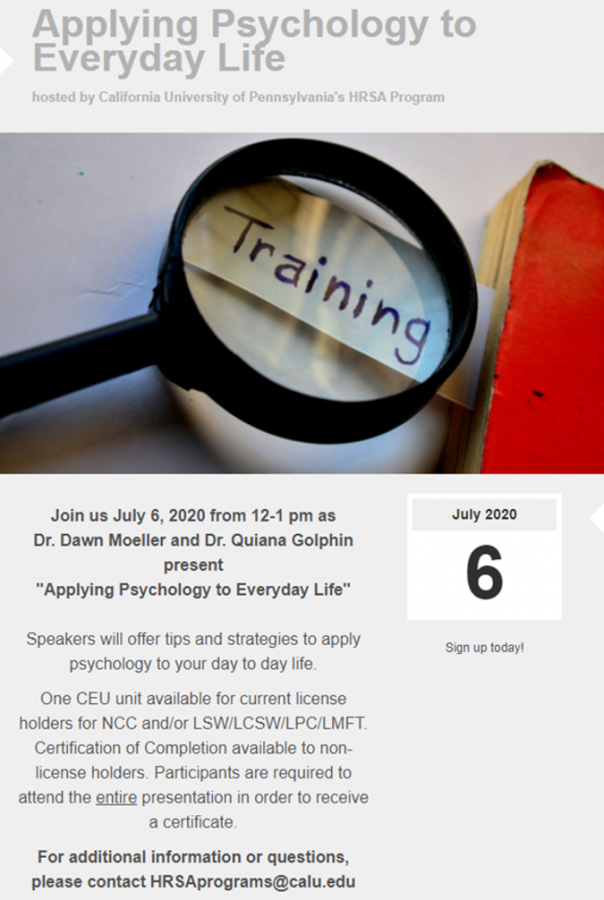 Applying Psychology to Everyday Life Summer Series event hosted by Cal Us HRSA Program