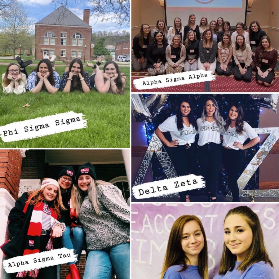 Cal U Sororities: Alpha Sigma Alpha, Alpha Sigma Tau, Delta Zeta, Phi Sigma Sigma, Sigma Kappa