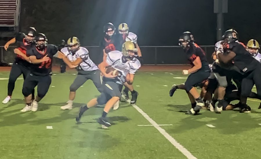 McGuffey high school junior wide receiver Brennan Shannon carries the ball during the football game against the Charleroi Cougars, Friday, Sept. 18, 2020 at Myron Pottios Stadium, Charleroi, Pa.