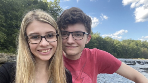 Cal Times' multimedia reporter Kaitlyn Collins poses for a selfie with Matthew Bean along the Youghiogheny River at Ohiopyle State Park, Ohiopyle, Pa.