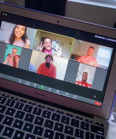 Nicolette Tartler (middle), Member of SAB, hosting a Zoom meeting with other fellow SAB members