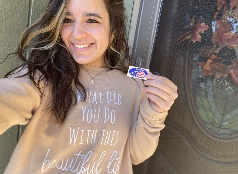 Junior Maria Dovshek, a resident of Scenery Hill, Pa. and student member of the California University of Pennsylvania Council of Trustees, joins voters across the U.S. on Election Day, Nov. 3, 2020.