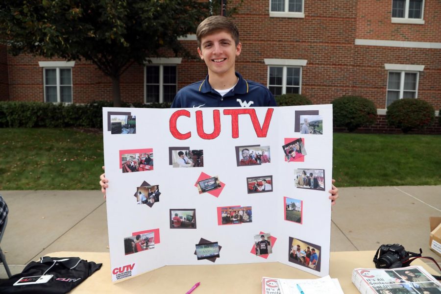 Dillon Gaudet representing CUTV at the Cal U Club and Organization Fair, Sept. 12, 2017 (File photo)