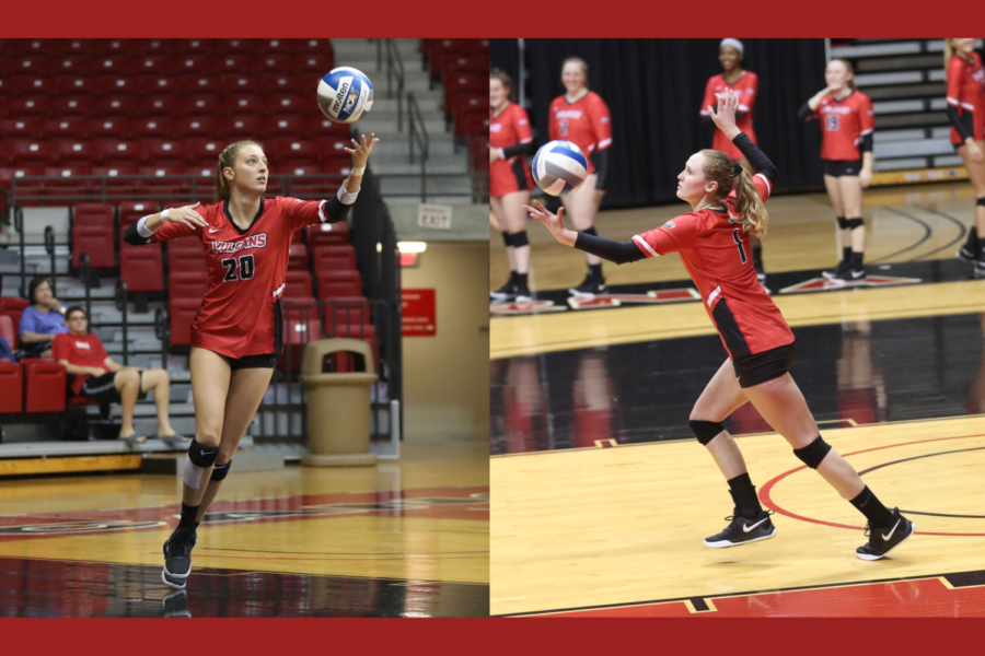 Cal U graduates and volleyball players Jensen Silbaugh (on left) and Shelby Alloway were voted to the College Sports Information Directors of America (CoSIDA) Academic All-District Team on June 10, 2021.