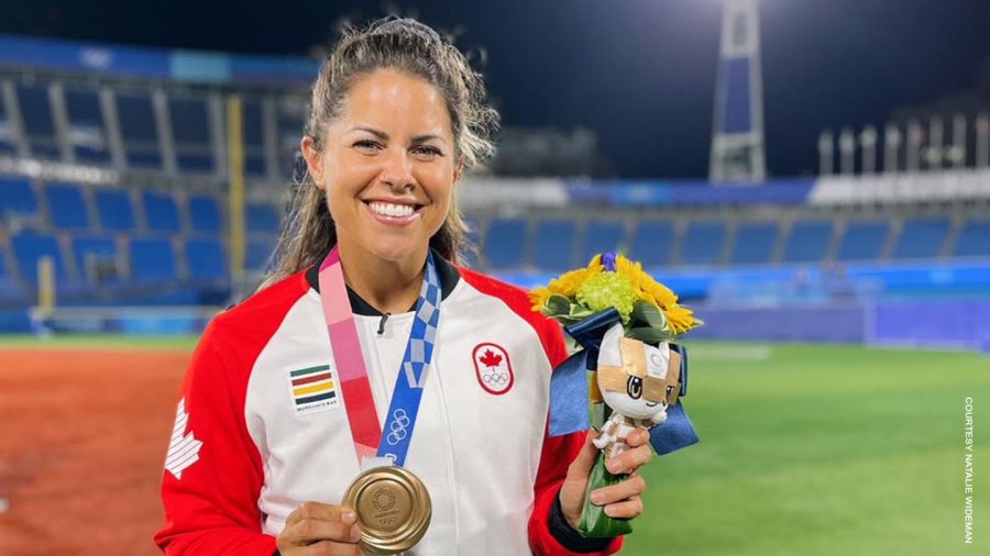 Former Vulcan softball standout Natalie Wideman 14 helped Canada claim bronze medal at the 2020 Tokyo Olympics