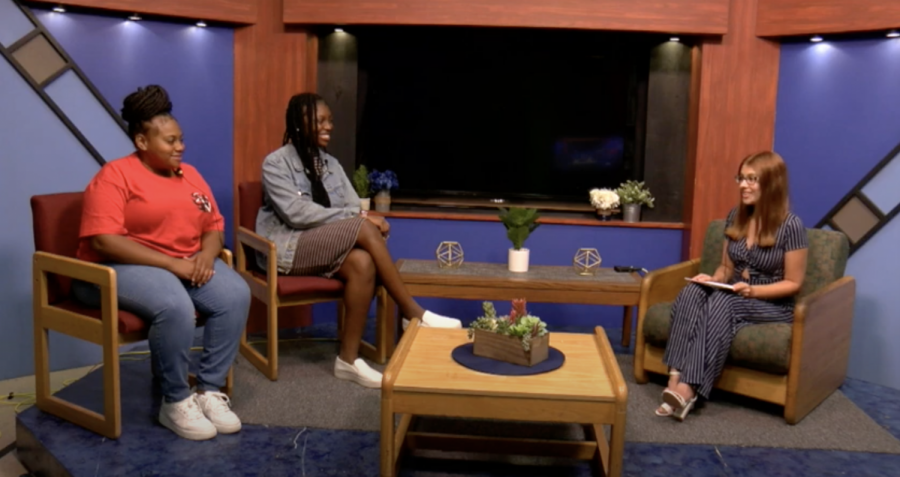 Veonna King and  Tania Blanc of Cal Us Women United on the set of In the Club talk show, hosted by Kaitlyn Collins, Sept. 20, 2021