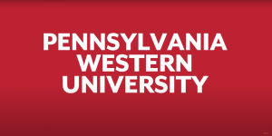 A screenshot from a video on Cal Us YouTube channel revealing the new name of the western integrated university, to be officially launched in July 2022, combining California, Clarion and Edinboro.  The campus location will be added to the name, for example, Pennsylvania Western University California.  