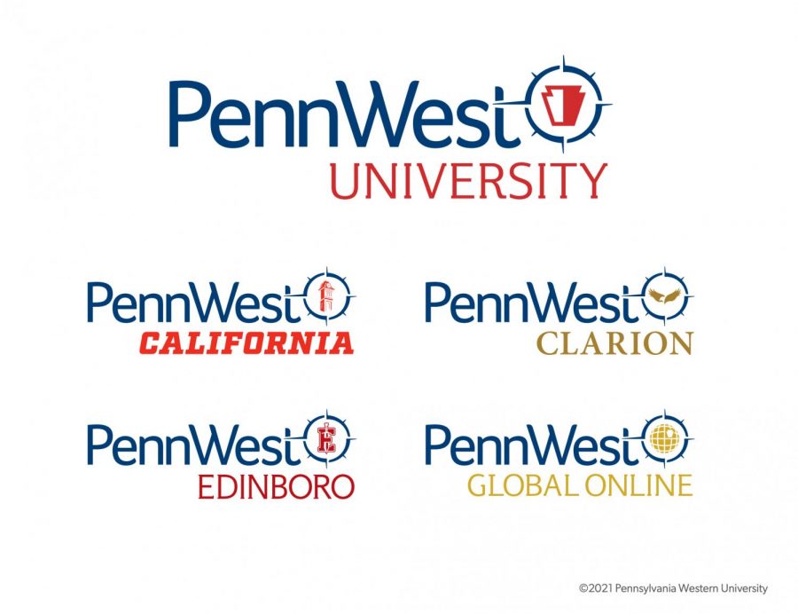 The wordmark designs selected for Pennsylvania Western University, its three sister campuses – PennWest California, PennWest Clarion and PennWest Edinboro – and the PennWest Global Online division revealed on Dec. 2, 2021