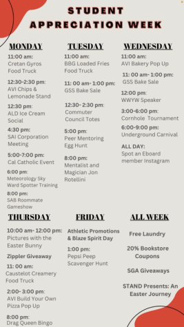 The Spring 2023 Student Appreciation Week Schedule