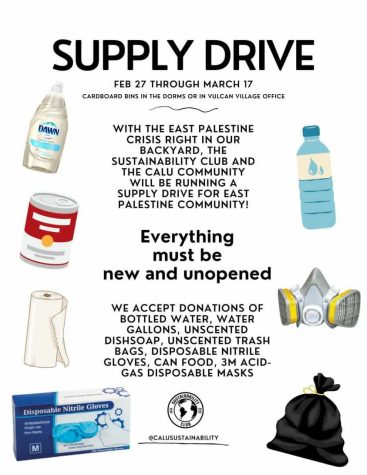 Supply Drive hosted by the CalU Sustainability Club