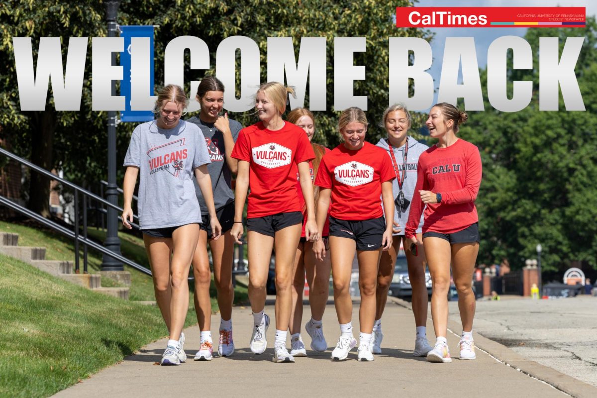 Vulcans Volleyball team helping with move in. 

Photo taken by PennWest PR and Graphic Designed by Ashlyn Hornick