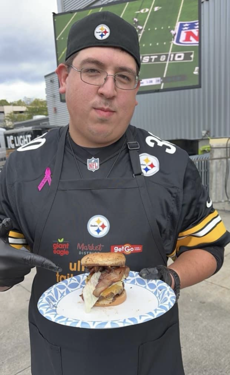 PennWest California Senior, Jonathan Sakaguchi, at the Steelers Tailgreatness Cook Off 