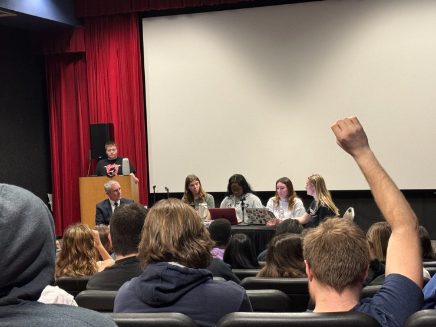 The Interim Provost Dr. Fisher at the Student Government Meeting on PennWest Californias Campus