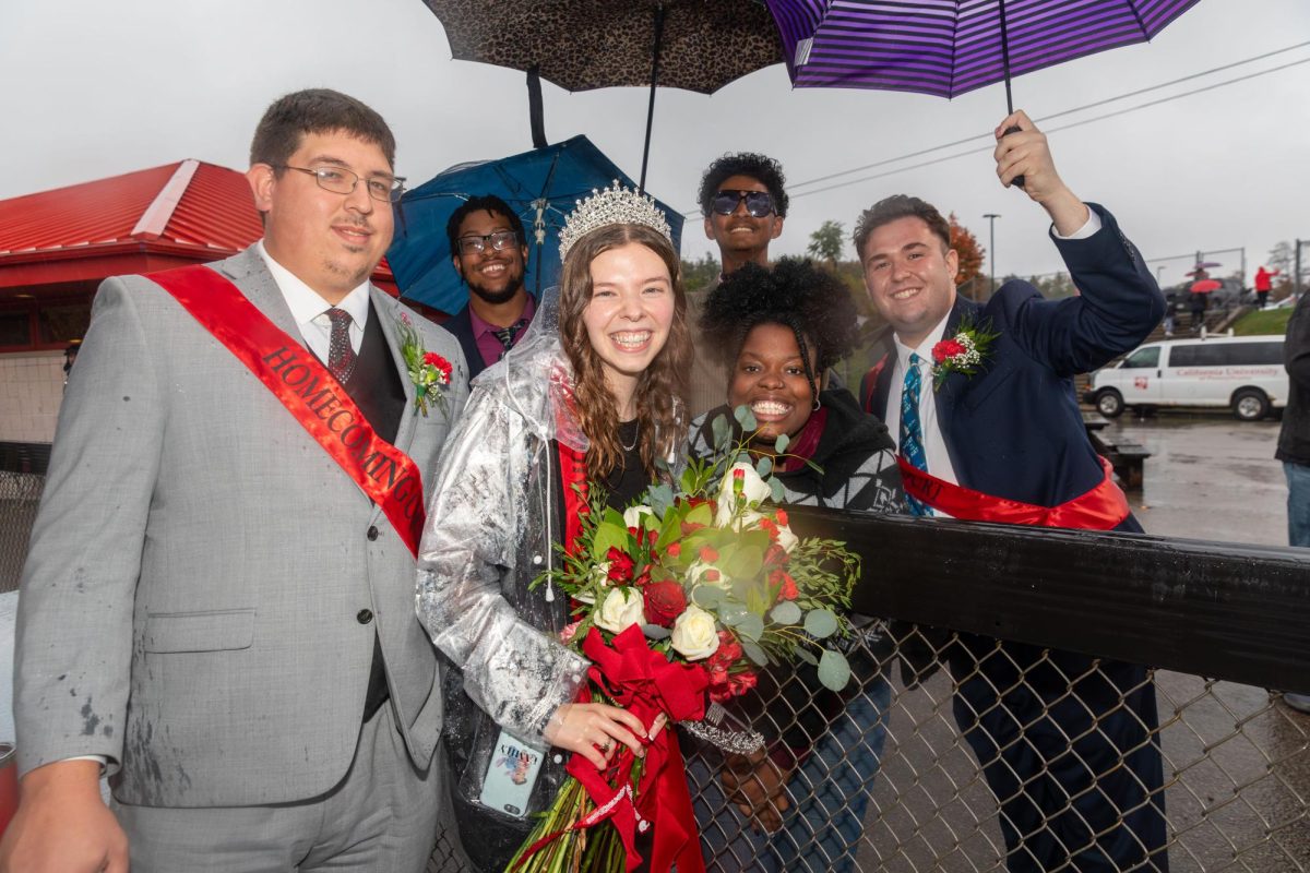 PennWest California Homecoming 2023 from left: Jonathan Sakaguchi, Braxton Turner, Sarah Seader. Noah Turner, JJ Robinson, and Jon Sape