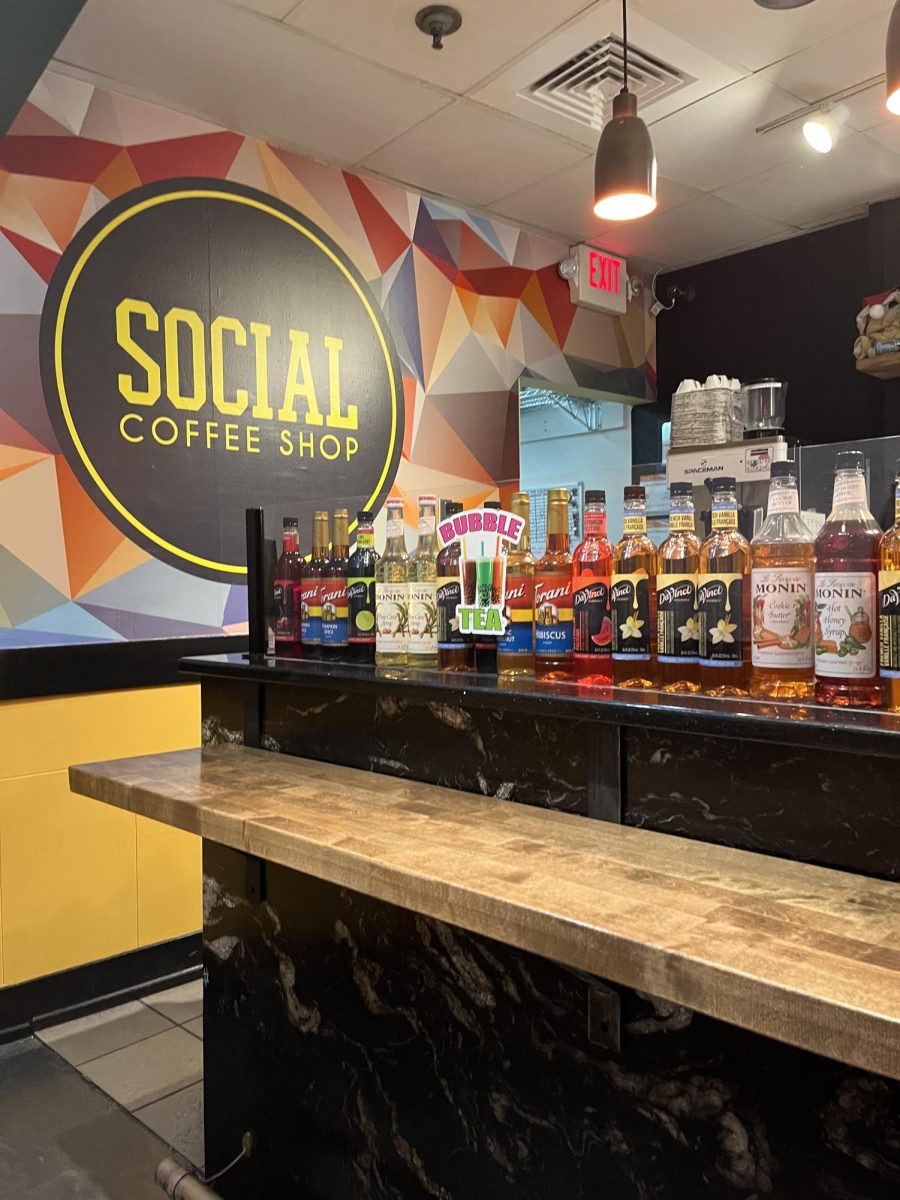 Indoor sign of Social Coffee Shop in South Carolina.