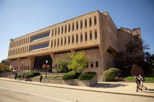 Wide shot of PennWest Cal's Louis L. Manderino Library